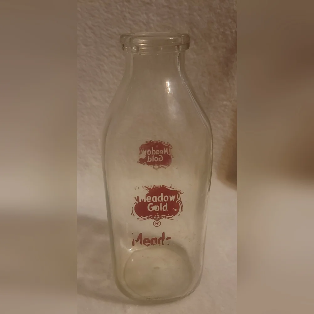 Vintage Meadow Gold Milk Bottle